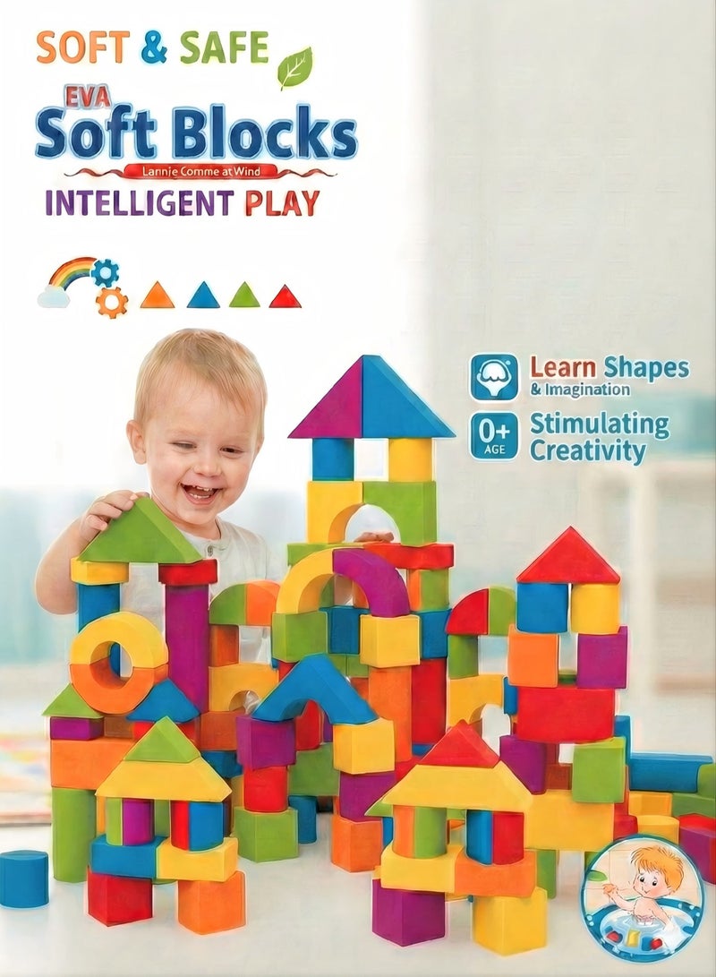 61 قطعة من مكعبات بناء كبيرة من الفوم الناعم الناعم لمدة 3 سنوات فأكثر، ألعاب تكديس ملونة ومبكرة للتعلم المبكر، مكعبات كبيرة آمنة للأطفال الصغار والأطفال - Image 1